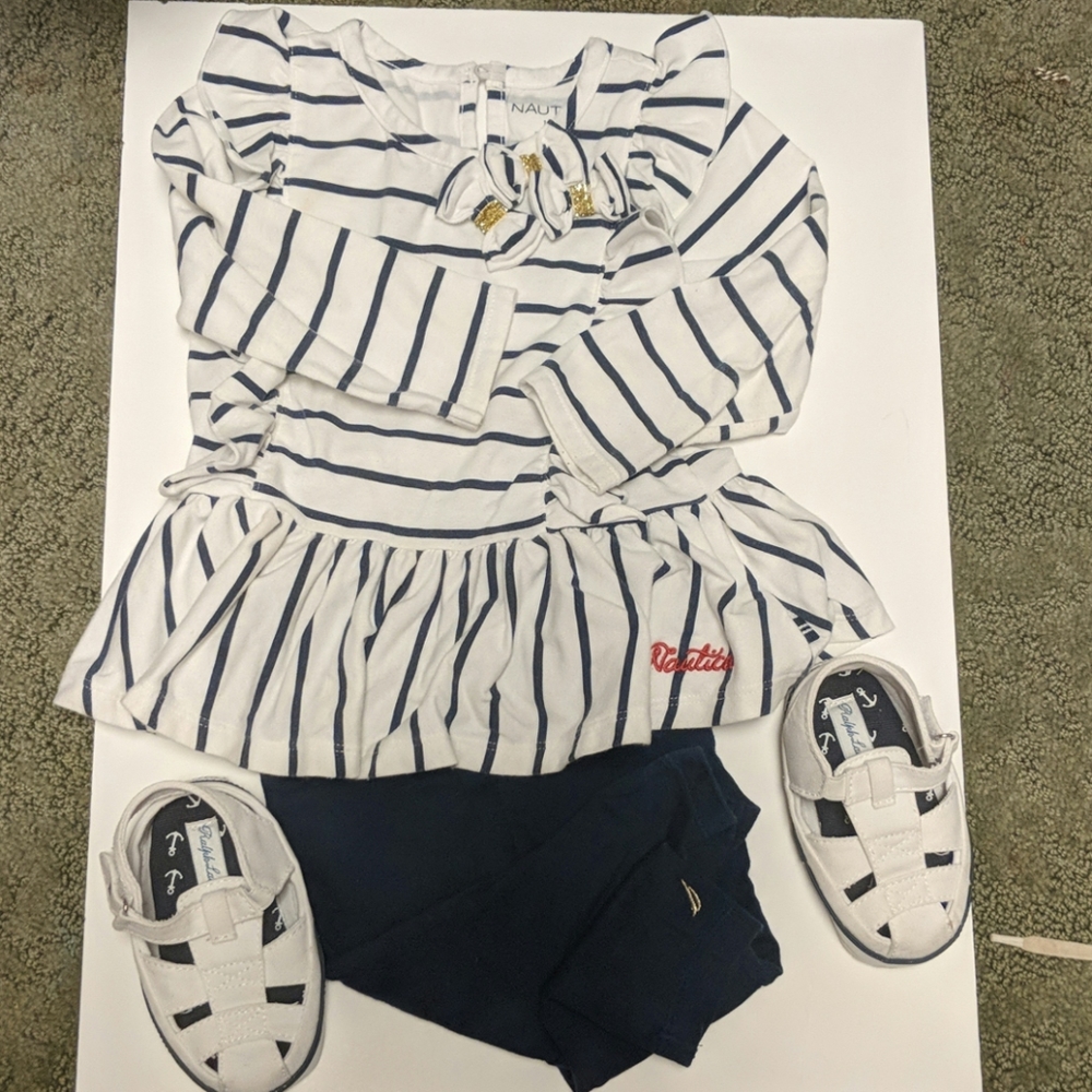 Navy &White 12m set with shoes